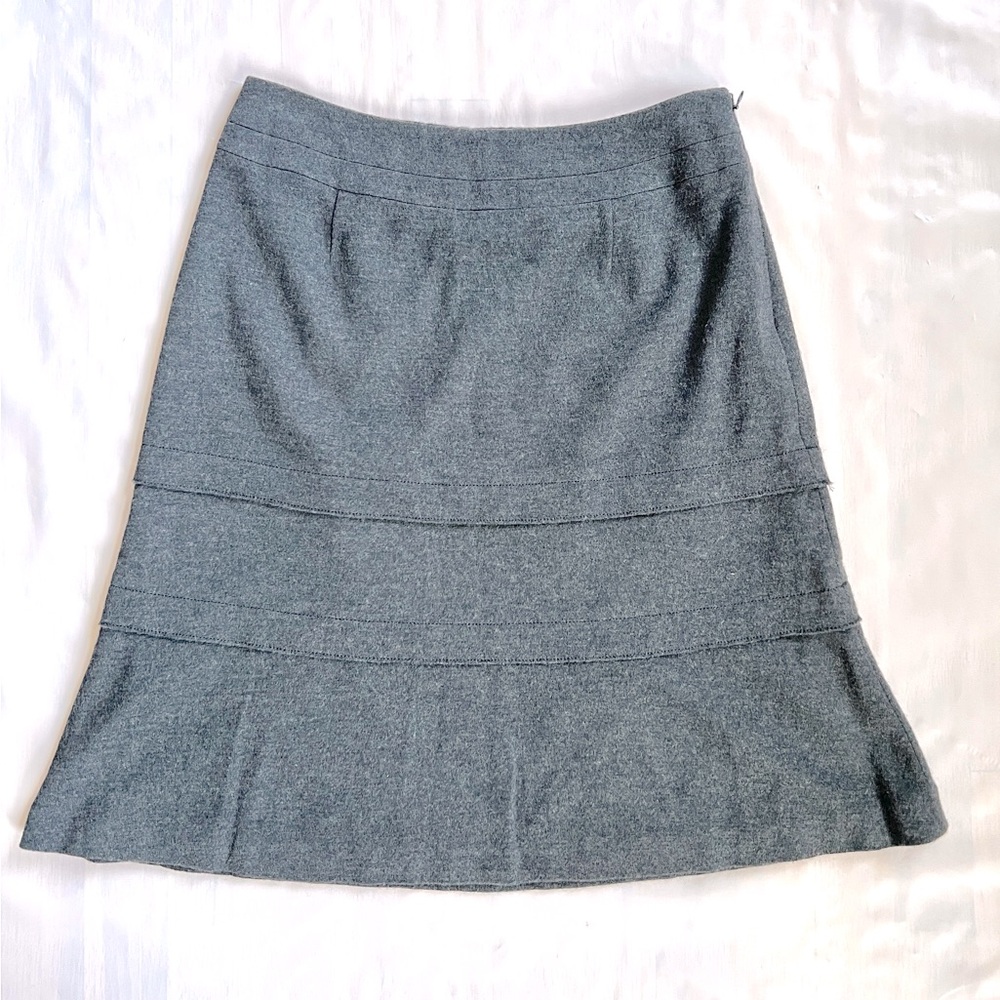 ELLE Paris wool A-line gray layered Skirt Size FR 40 28" lined